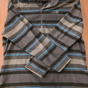 The North Face Gray and Blue Striped Fleece Jacket